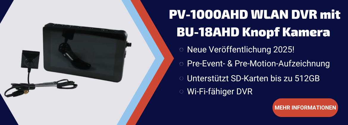 PV-1000 AHD Dünnes WLAN DVR mit BU-18AHD Knopfkamera